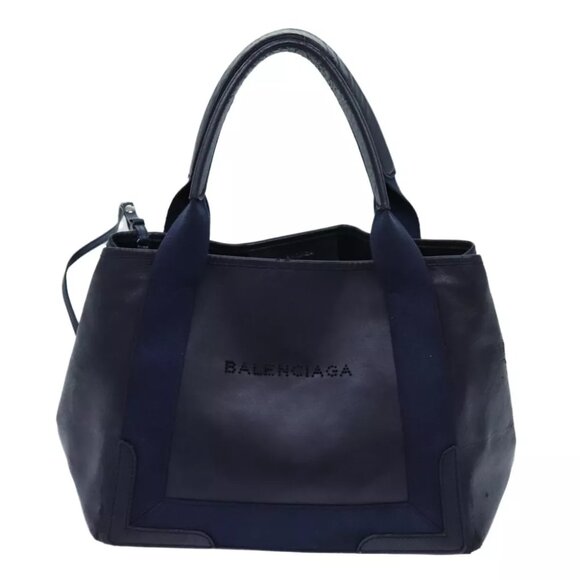 BALENCIAGA Cabas Hand Bag Leather Navy Auth - Picture 4 of 7